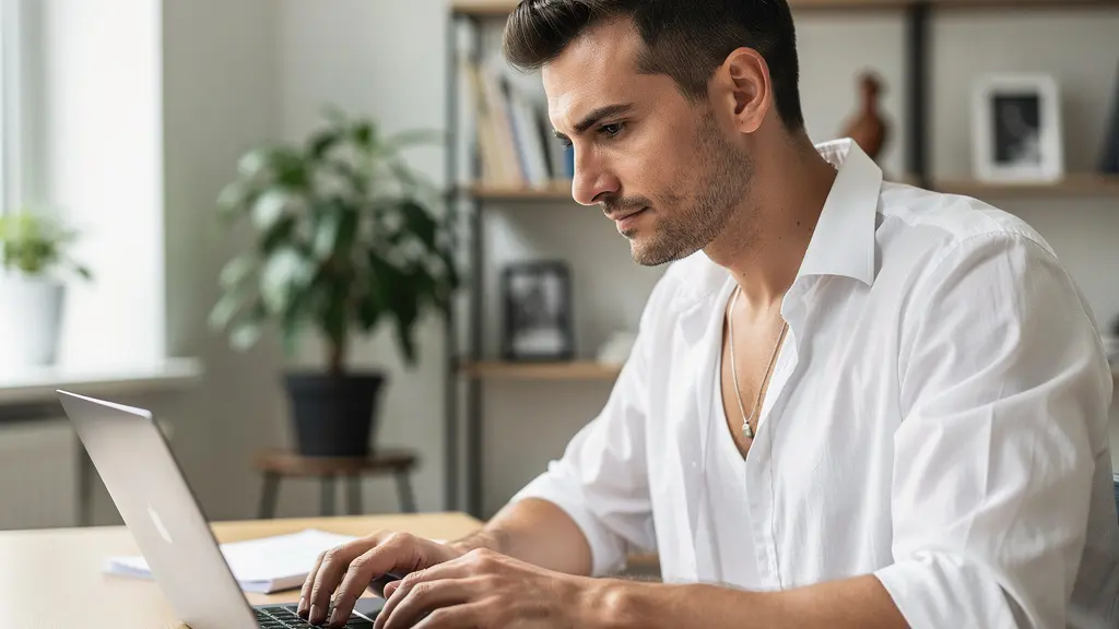 Professionnel portant un collier fin sous chemise ouverte, look bureau décontracté